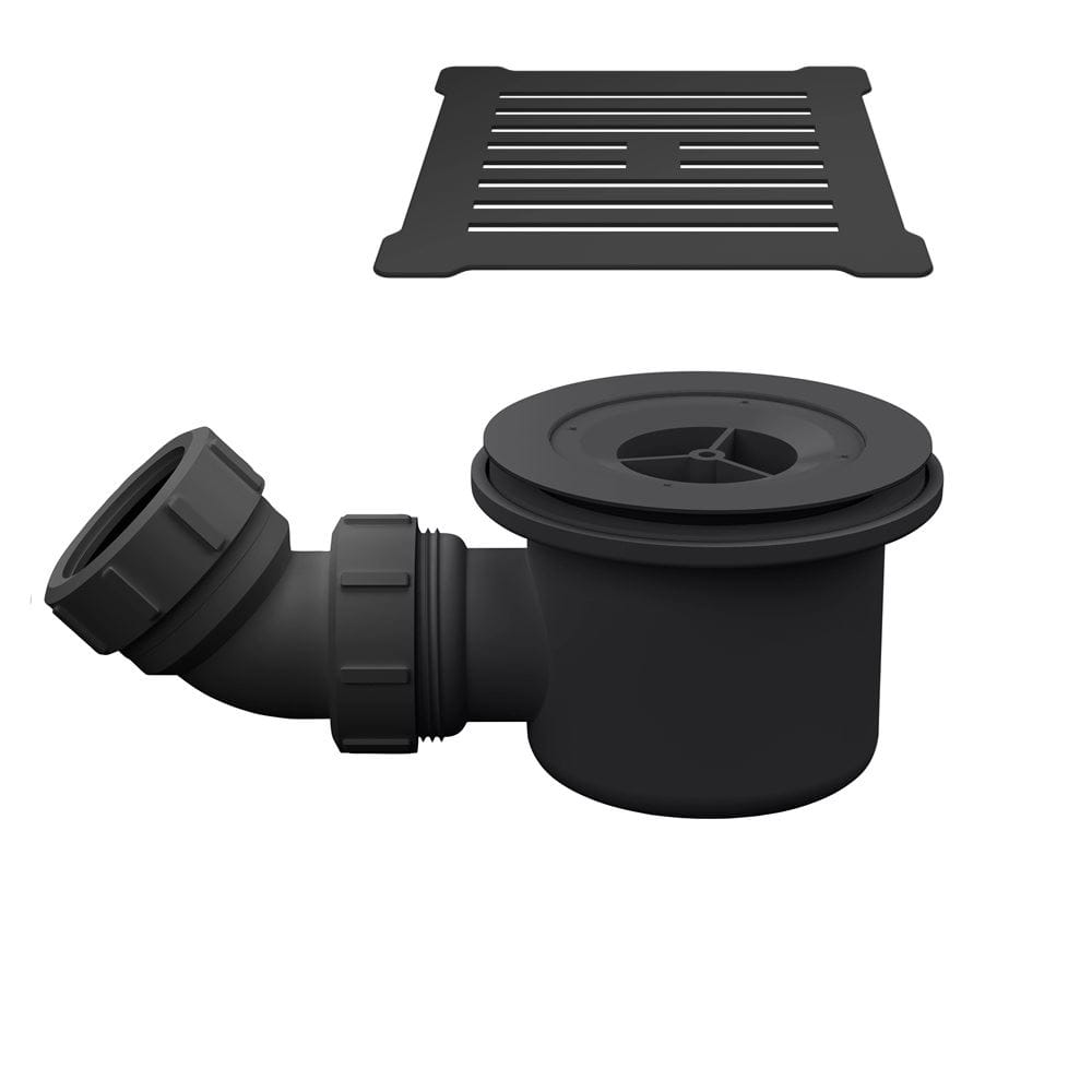 Aquarius Bathrooms Shower Tray Waste Black / Black Aquarius Urbano 90mm Shower Waste with Square Grill for 32mm Slimline Trays