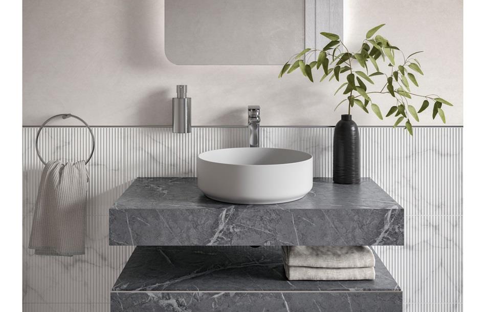 Aquarius Marblesque Console Shelf Grey Marble Effect