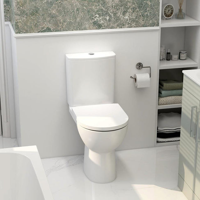 Aquarius Bathrooms Close Coupled Toilet Aquarius Ricardo Rimless Short Projection Comfort Height C/C Complete Set AQRC10176CPS