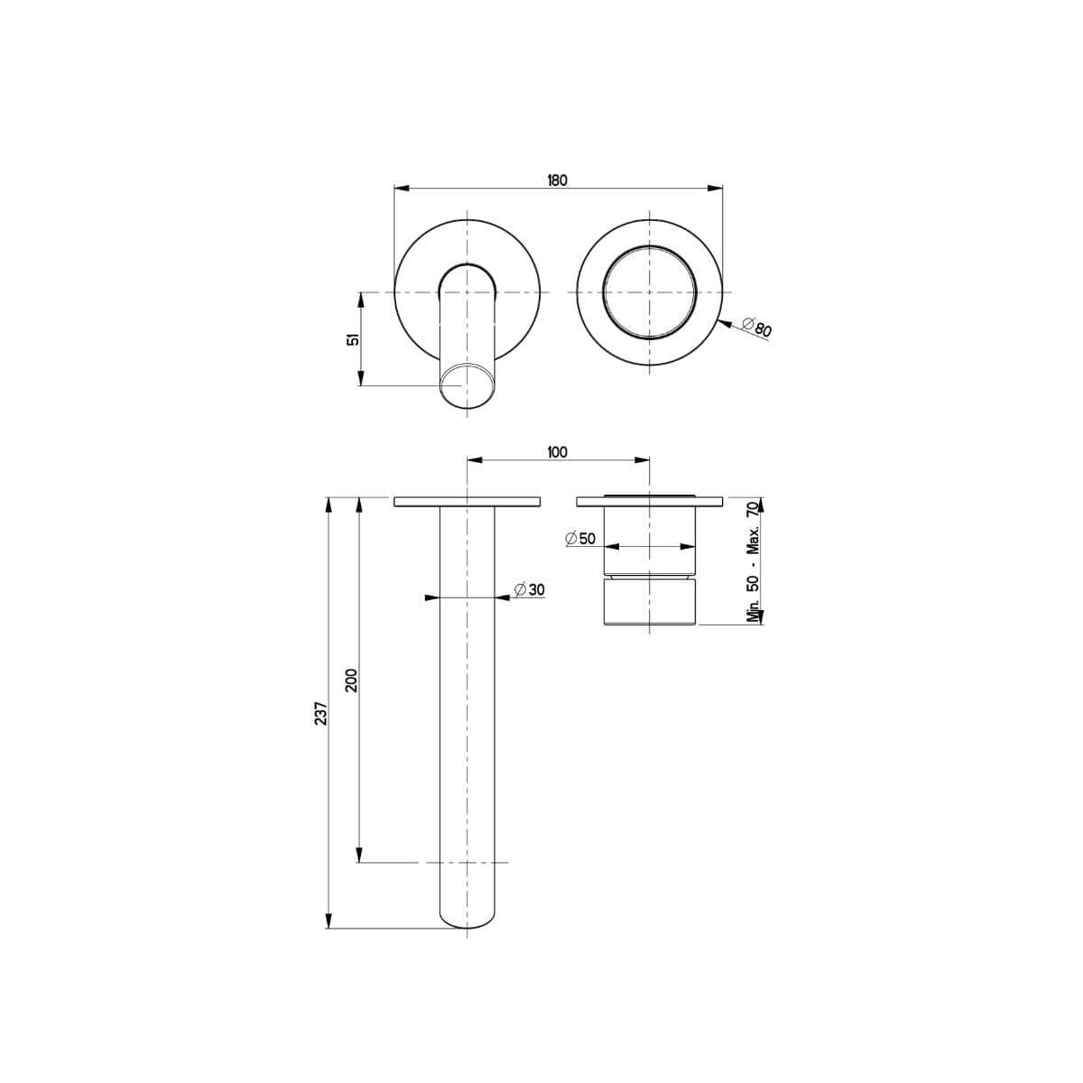 Aquarius Bathrooms Wall Mounted Basin Tap Aquarius  Ixora Wall Mounted 2 Hole Basin Mixer Tap in 316 Stainless Steel