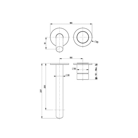 Aquarius Bathrooms Wall Mounted Basin Tap Aquarius  Ixora Wall Mounted 2 Hole Basin Mixer Tap in 316 Stainless Steel
