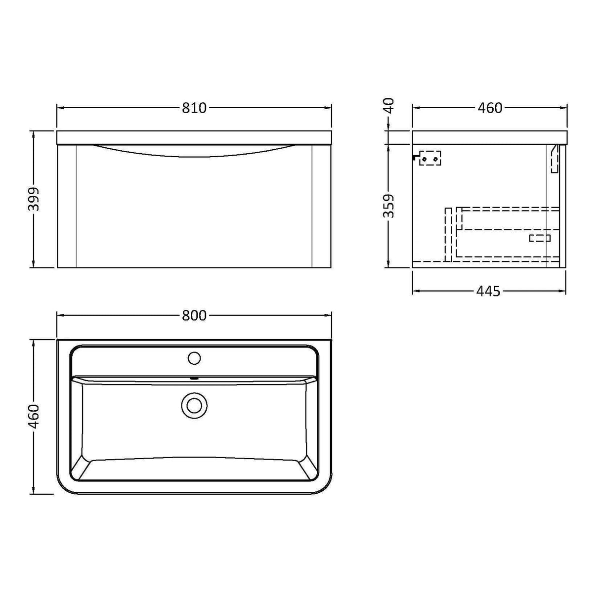 Aquarius Bathrooms Wall Mounted Vanity Unit Aquarius Seren 800mm Wall Mounted One Drawer Vanity Unit with Basin