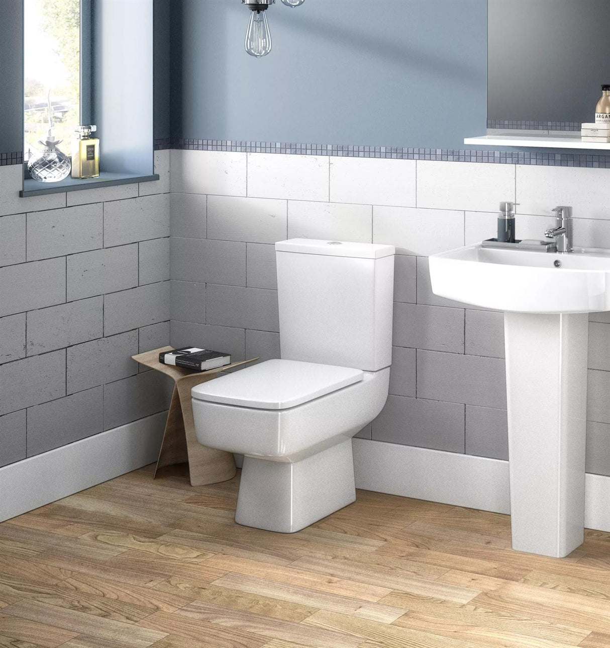 Aquarius Bathrooms Close Coupled Toilet Aquarius Squared Close Coupled Toilet with Soft Close Seat