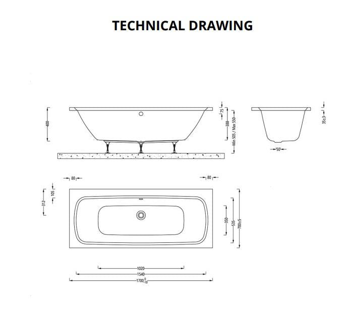 Aquarius Agar Double Ended Standard Bath