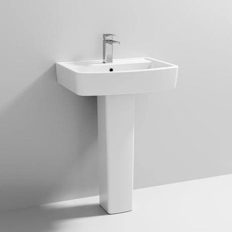 Aquarius Bathrooms Pedestal Basin Aquarius Squared 600mm One Tap Hole Basin with Pedestal