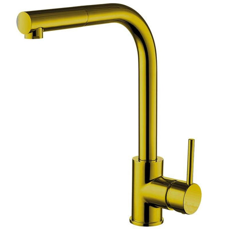 Aquarius Bathrooms Kitchen Tap Aquarius TrueCook Series 4 Brushed Gold Pull Out Single Lever Kitchen Mixer Tap AQTK004BG