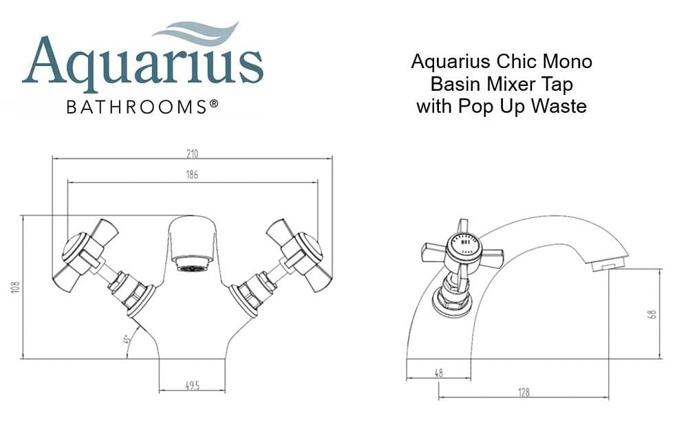 Aquarius Bathrooms Mono Basin Tap Aquarius Chic Basin Mixer Tap with Pop-Up Waste