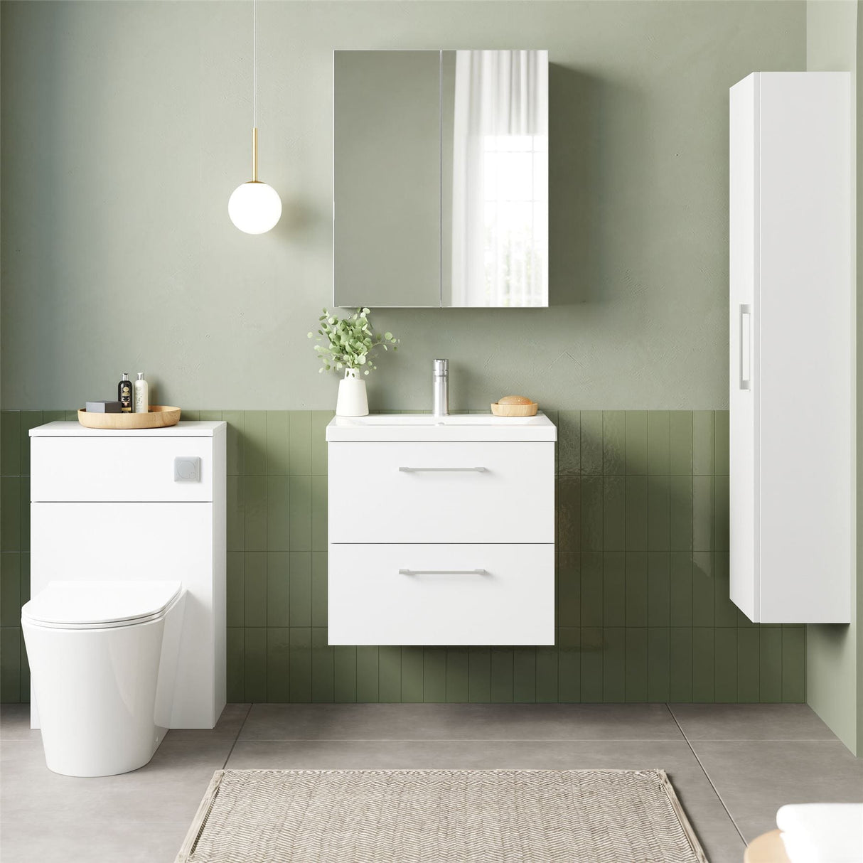 Aquarius Wall Mounted Vanity Unit Gloss White Aquarius Brisbane 600mm Wall Hung 2 Drawer Vanity Unit with 1 Tap Hole Mid Edge Basin