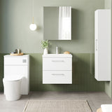 Aquarius Wall Mounted Vanity Unit Gloss White Aquarius Brisbane 600mm Wall Hung 2 Drawer Vanity Unit with 1 Tap Hole Mid Edge Basin