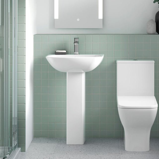 Aquarius Bathrooms Pedestal Basin Aquarius Aspect/Arden 545mm 1 Tap Hole Basin with Full Pedestal