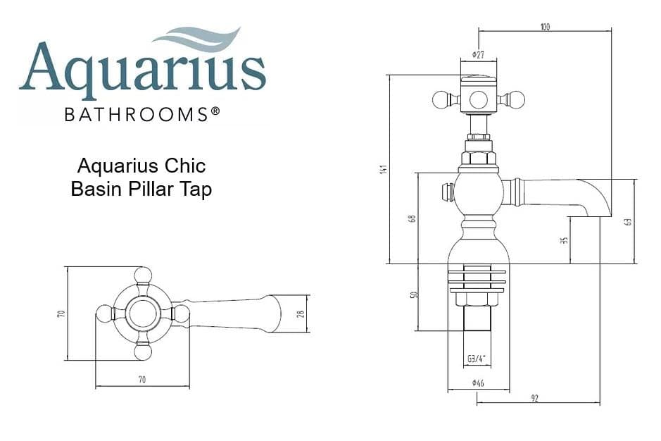 Aquarius Bathrooms Pillar Basin Tap Aquarius Chic Basin Pillar Taps (Pair)