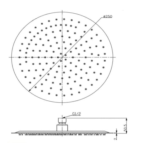 Aquarius Bathrooms Fixed Shower Head Aquarius RainLux Round Slim Shower Head