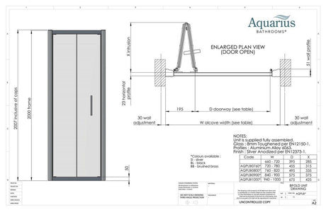 Aquarius Pluvia 8mm Bifold Shower Door in Silver