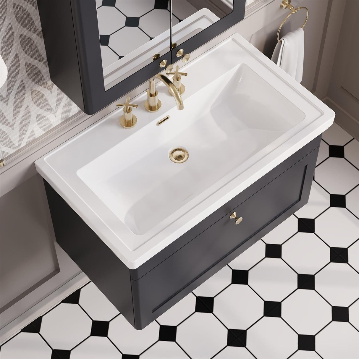 Aquarius Bathrooms Wall Mounted Vanity Unit Aquarius Leighton 800mm Wall Mounted One Drawer Vanity Unit with Basin