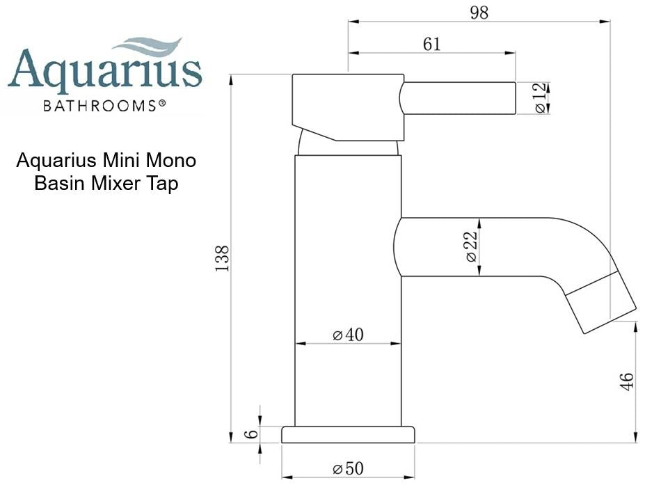 Aquarius Zanelli Mini Mono Basin Mixer Tap with Waste - Brushed Bronze