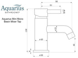 Aquarius Zanelli Mini Mono Basin Mixer Tap with Waste - Brushed Bronze