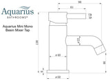 Aquarius Bathrooms Mono Basin Tap Aquarius Zanelli Mini Mono Basin Mixer Tap with Waste - Brushed Bronze