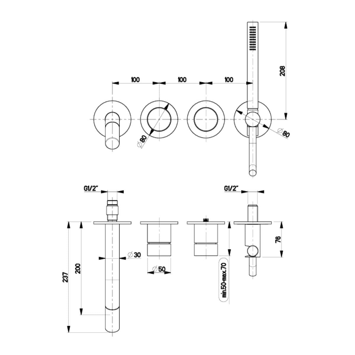 Aquarius Bathrooms Wall Mounted Bath Tap Aquarius Ixora Wall Mounted Bath Shower Mixer Tap in 316 Stainless Steel