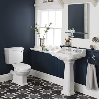 Aquarius Bathrooms Pedestal Basin Aquarius Harewood Traditional 560mm 2 Tap Hole Basin with Pedestal