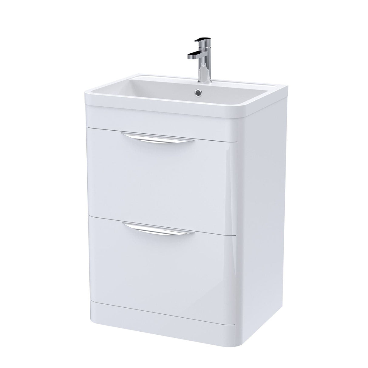 Aquarius Floor Standing Vanity Unit Aquarius Perth 600mm 2 Drawer Floor Standing Vanity Unit with 1 Tap Hole Basin