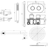 Aquarius RainLux Round 2 Outlet Shower Set with Shower Head and Single Function Handset