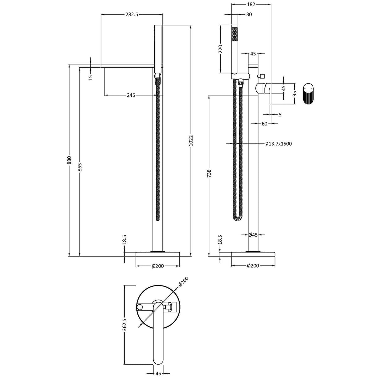 Aquarius Bathrooms Freestanding Bath Filler Aquarius Deco Freestanding Bath Shower Mixer with Kit and Waste
