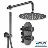 Aquarius Bathrooms Concealed Shower Set Gunmetal Grey Aquarius RainLux Round 2 Outlet Shower Set with Shower Head and Single Function Handset
