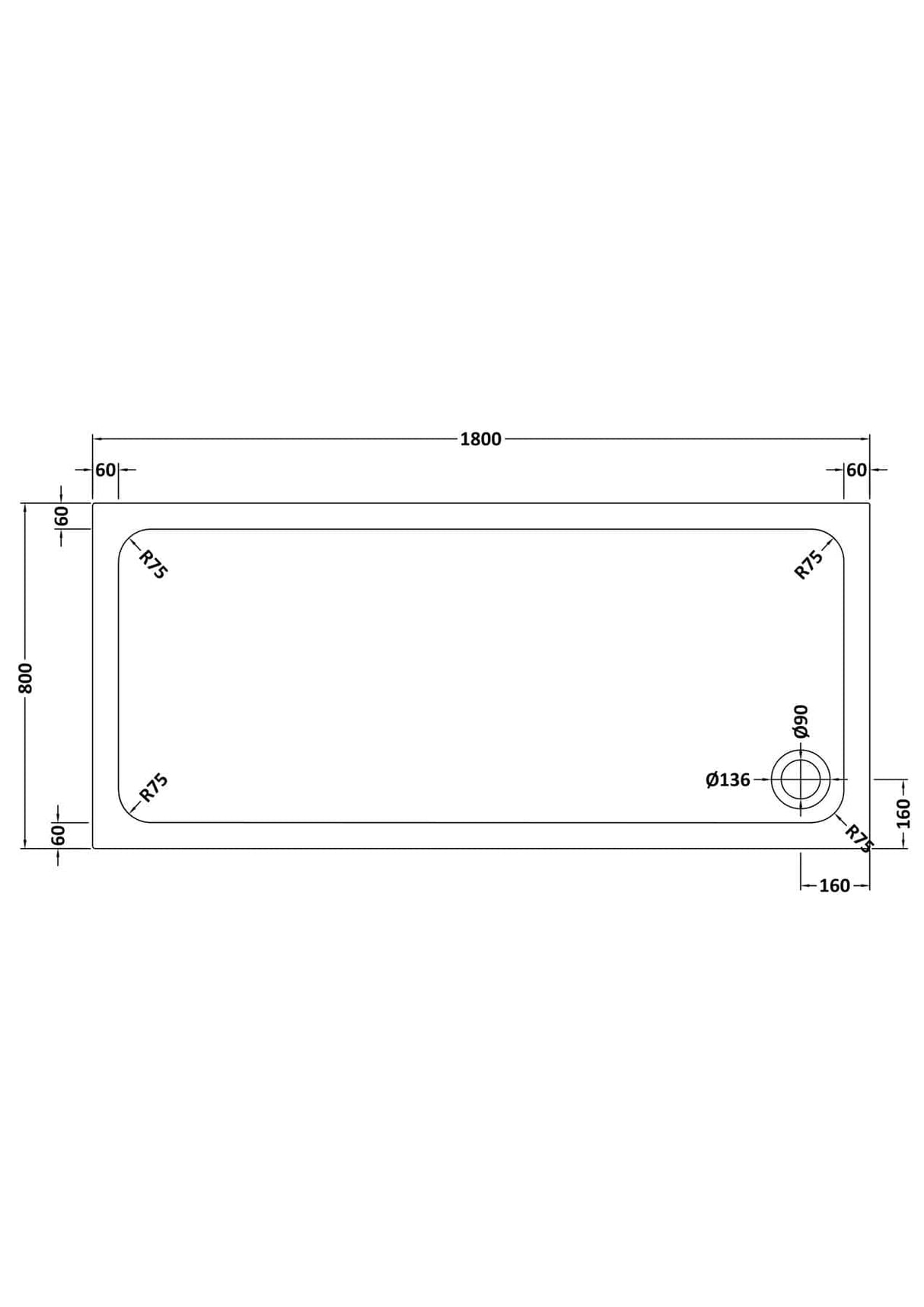 Aquarius Bathrooms Rectangle Shower Tray 1800x800mm Aquarius Urbano Rectangular 45mm Stone Resin Shower Tray in Slate Grey