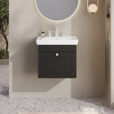 Aquarius Wall Mounted Vanity Unit Soft Black / 3 Aquarius Leighton 500mm Wall Mounted One Drawer Vanity Unit with Basin