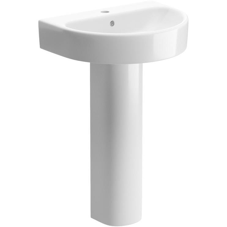 Aquarius Bathrooms Pedestal Basin Aquarius Emma 550mm 1 Tap Hole Basin with Pedestal