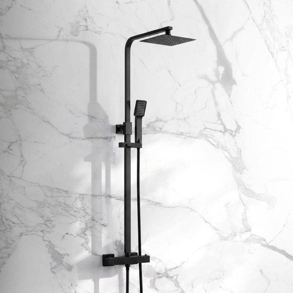 Aquarius Bathrooms Exposed Shower Set Black Aquarius Zacha Square Adjustable Shower Valve & Kit