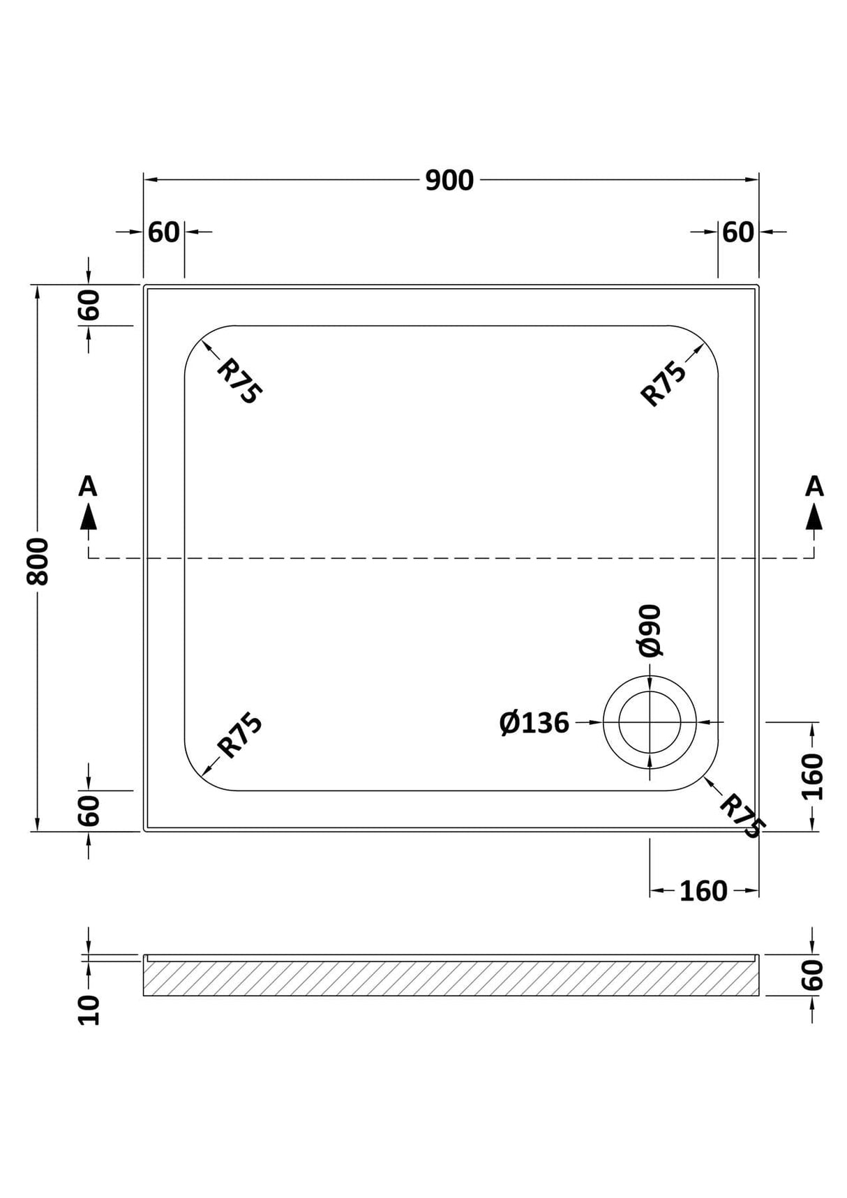 Aquarius Bathrooms Rectangle Shower Tray 900x800mm Aquarius Urbano Rectangular Stone Resin Shower Tray with 4 Upstands