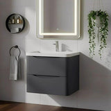 Aquarius Bathrooms Wall Mounted Vanity Unit Soft Black Aquarius Seren 600mm Wall Mounted Two Drawer Vanity Unit with Basin