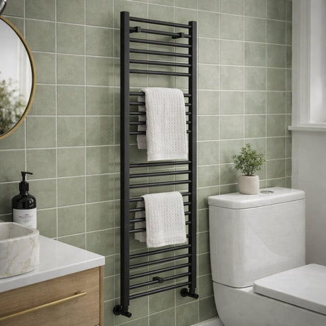 Aquarius Bathrooms Ladder Rail 1600 x 600mm Aquarius Graph High Heat Output Straight Ladder Rail in Anthracite
