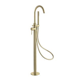 Aquarius Bathrooms Freestanding Bath Filler Brushed Brass Aquarius RF-Series Floor Standing Bath Shower Mixer with Shower Kit