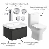 Aquarius Vanity Unit Aquarius Sophie 605mm Wall Hung Vanity Unit, Close Coupled Toilet, Tap and Fittings Bundle