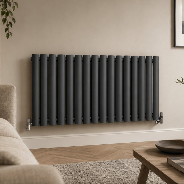 Aquarius Bathrooms Column Radiator 600 x 960mm Aquarius Athens Single Horizontal Column Radiator in Anthracite