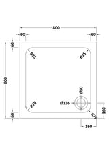 Aquarius Bathrooms Square Shower Tray 800x800mm Aquariuus Urbano 45mm Square Stone Resin Anti Slip Shower Tray