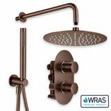 Aquarius Bathrooms Concealed Shower Set Brushed Bronze Aquarius RainLux Round 2 Outlet Shower Set with Shower Head and Single Function Handset