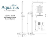 Aquarius Zanelli Square Exposed Valve Adjustable Shower Set in Brushed Bronze