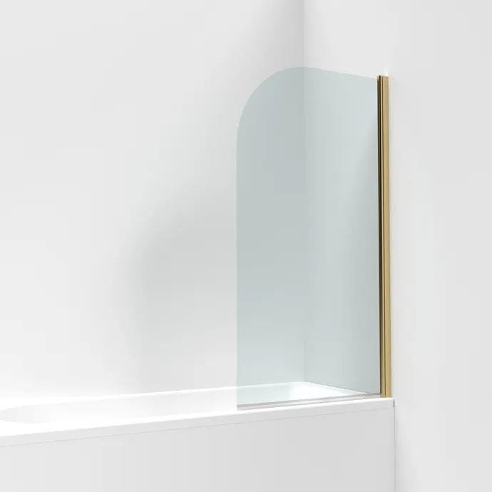 Aquarius Bathrooms Bath Screen Aquarius LevAqua Curved 6mm Hinged Bath Screen 1400 x 800mm