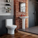 Aquarius Bathrooms Close Coupled Toilet Aquarius Sequoia Rimless Close Coupled Open Back Comfort Height Toilet with Soft Close Seat