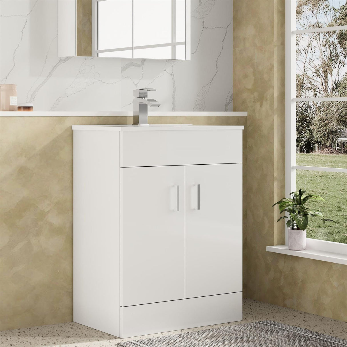 Aquarius Floor Standing Vanity Unit Aquarius Adelaide Floor Standing Vanity Unit with 1 Tap Hole Ceramic Basin
