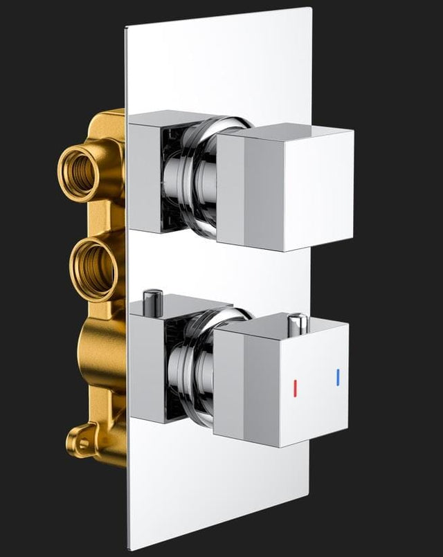 Aquarius Bathrooms Concealed Valve Kit Aquarius RainLux Square Chrome 2 Outlet Shower Bundle AQRLKIT04CR