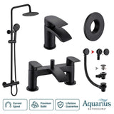 Aquarius Arc Complete Brassware Pack with Bath and Basin Tap and Exposed Shower