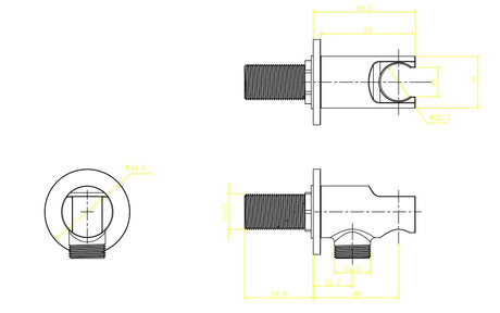 Aquarius Bathrooms Round Elbow Aquarius Modern Round Wall Elbow & Shower Handset Holder Matt Black AQ601018