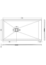 Aquarius Bathrooms Rectangle Shower Tray 1700x900mm Aquarius Urbano Slimline 33mm Slate Effect Rectangular Stone Resin Shower Tray in Black Slate