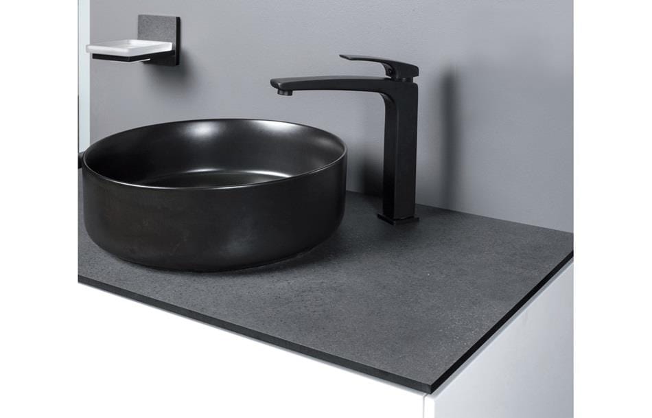 Aquarius Bathrooms Countertop Basin Aquarius V-Series 2 Round 0TH Vessel Wash Bowl 355mm Matt Black AQVS0044