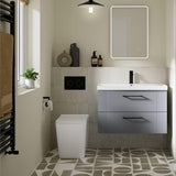 Aquarius Bathrooms Back To Wall Toilet Aquarius Aspect Rimless Back to Wall Square Toilet with Soft Close Seat