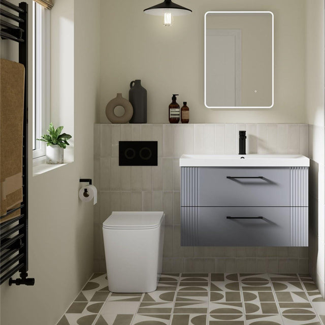 Aquarius Bathrooms Back To Wall Toilet Aquarius Aspect Rimless Back to Wall Square Toilet with Soft Close Seat